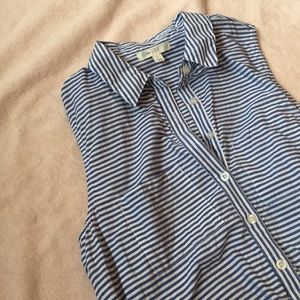 Collared blue and white striped dress